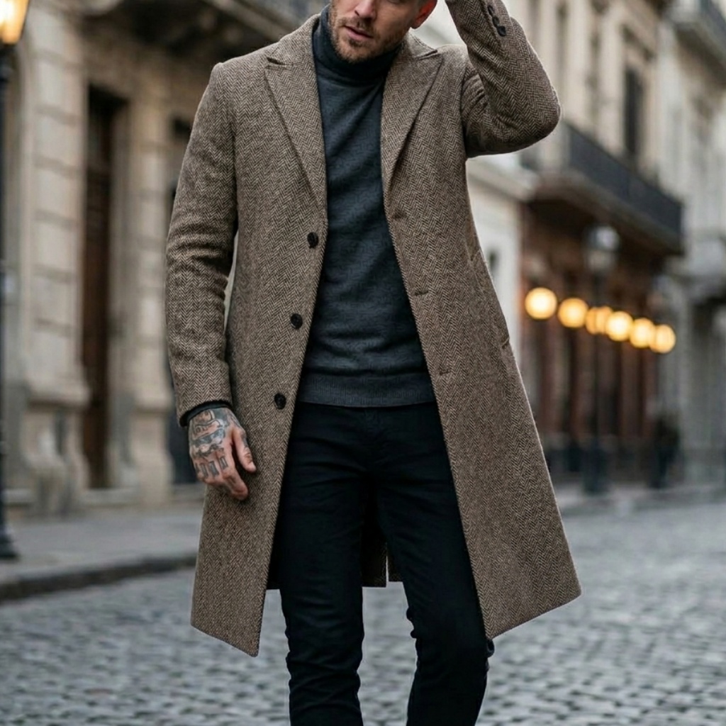 معطف رجالي مخطط للخريف/الشتاء، - مراجعة Winter Clothing Patterns وسعره