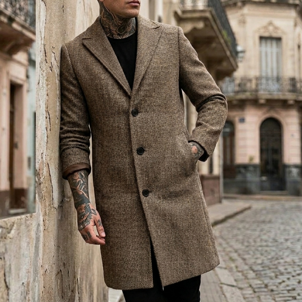 معطف رجالي مخطط للخريف/الشتاء، - مراجعة Winter Clothing Patterns وسعره