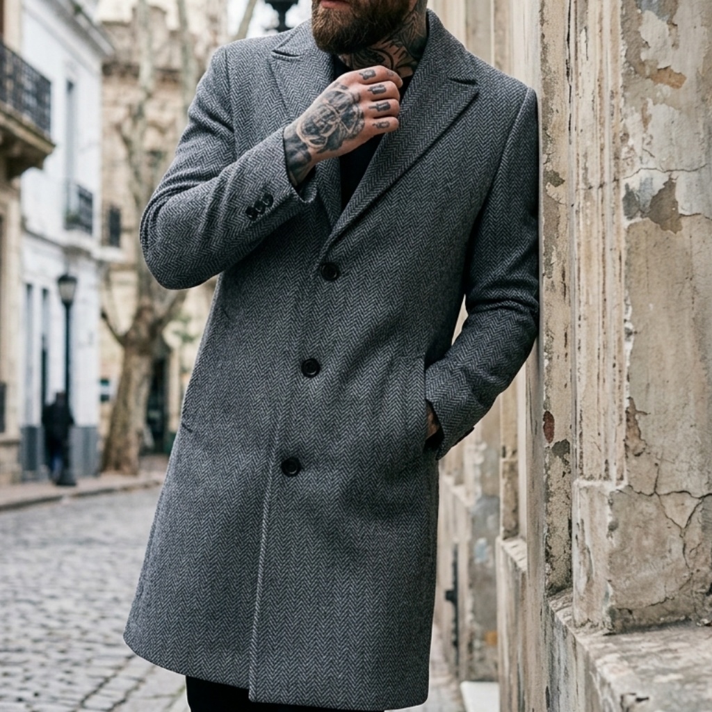 معطف رجالي مخطط للخريف/الشتاء، - مراجعة Winter Clothing Patterns وسعره